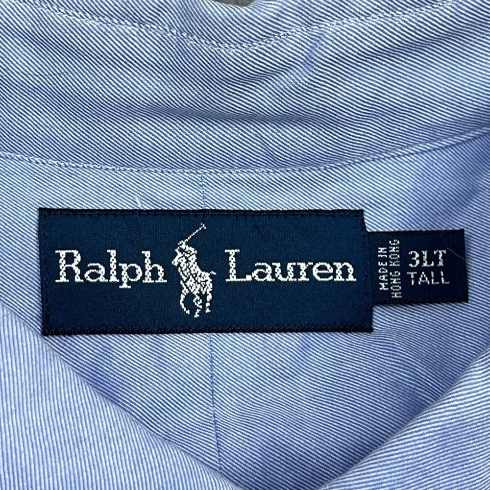 Ralph Lauren Dress Shirt Men's 3LT Blue Solid Woven Performance Button Up Pocket